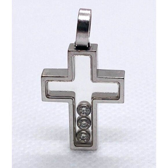Chopard Happy Diamonds 18K 750 White Gold Cross Pendant Charm - Picture 1 of 10